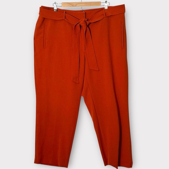 Bar III Pants - Bar III Burnt Orange Rust Tie Waist Crepe Cropped Dress Pants size 18W